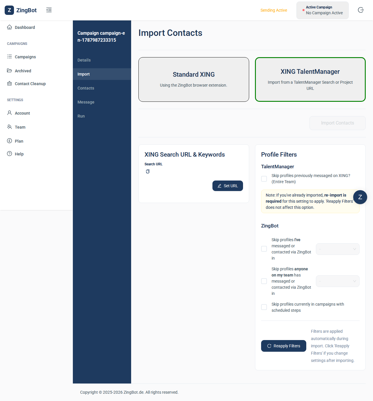 ZingBot Dashboard