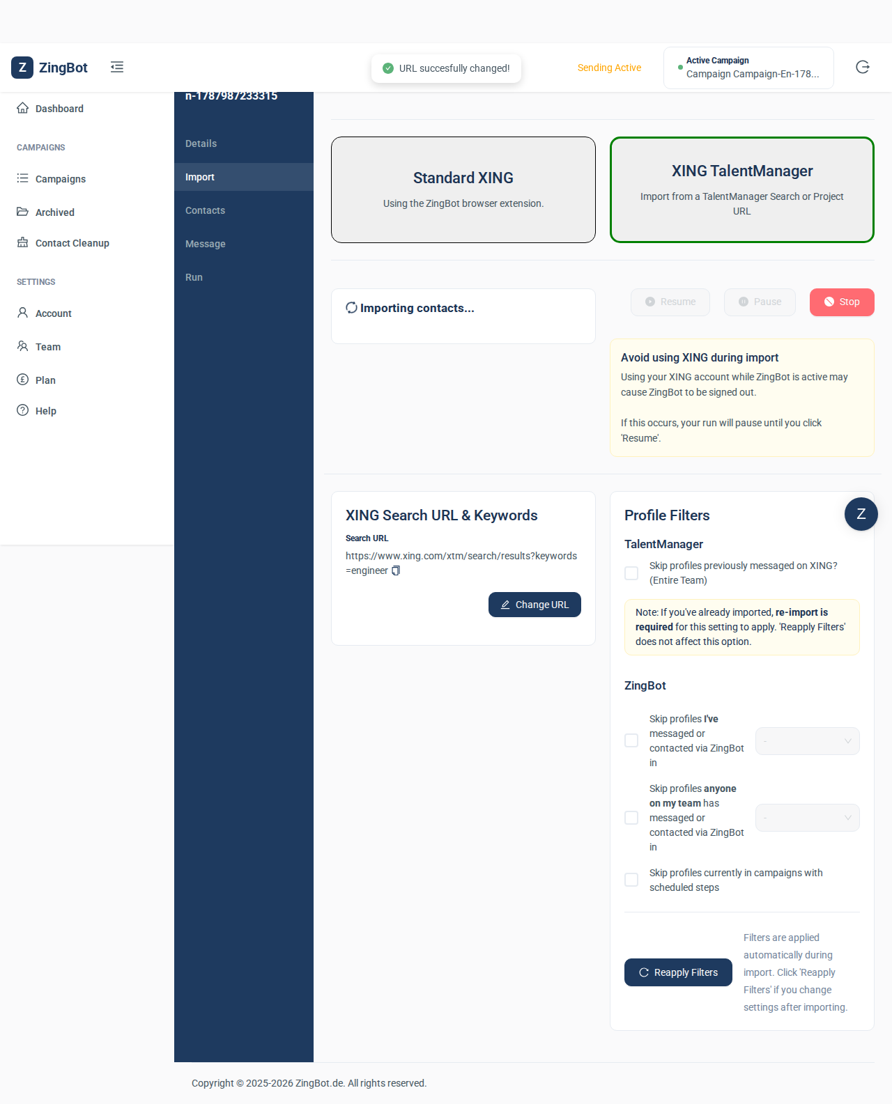 ZingBot Dashboard