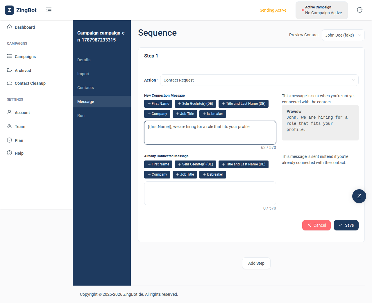 ZingBot Dashboard