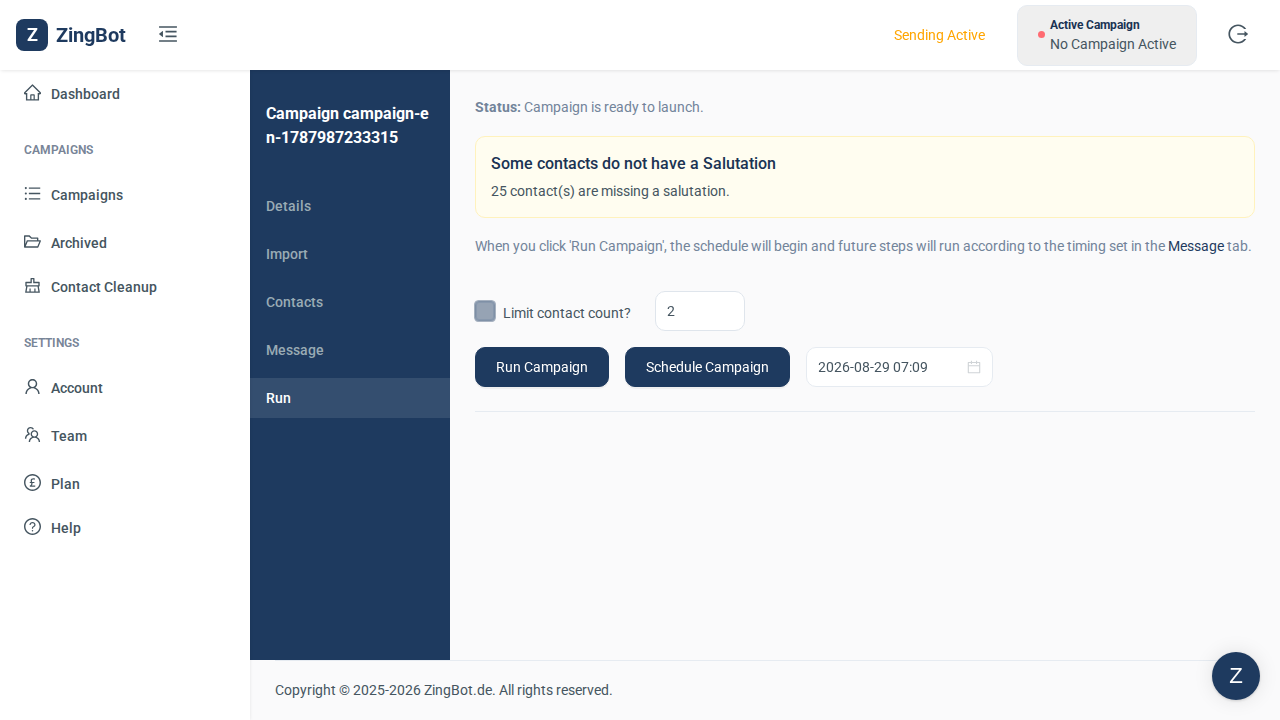 ZingBot Dashboard