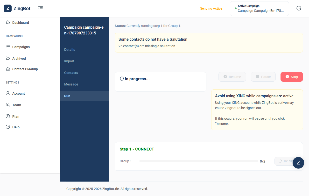 ZingBot Dashboard