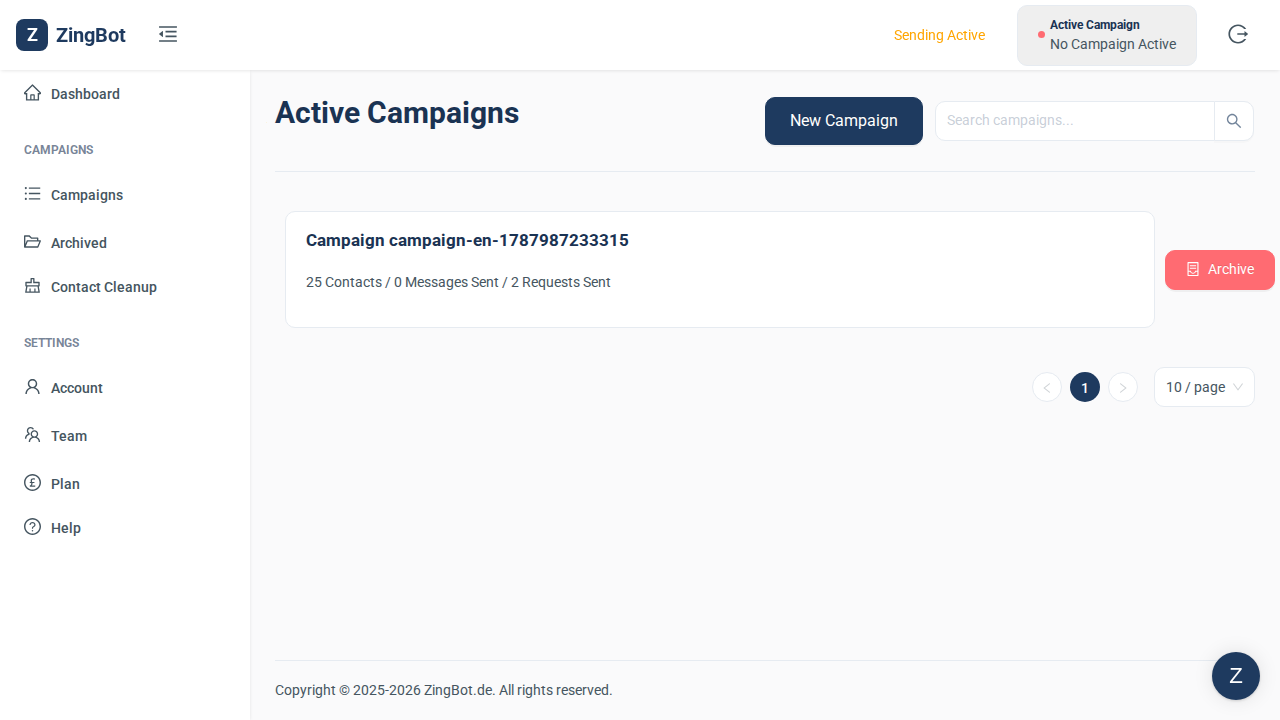 ZingBot Dashboard