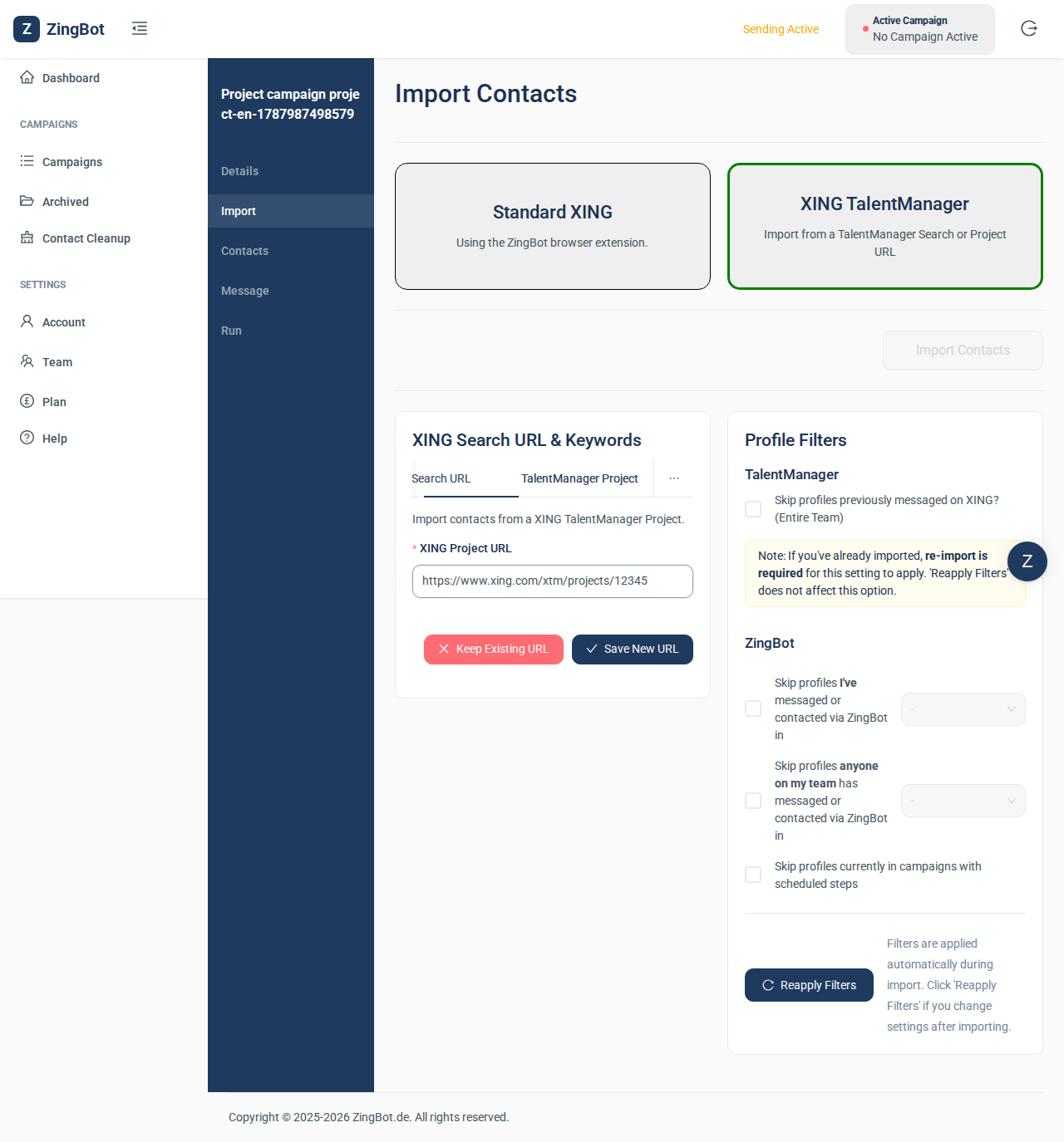 ZingBot Dashboard