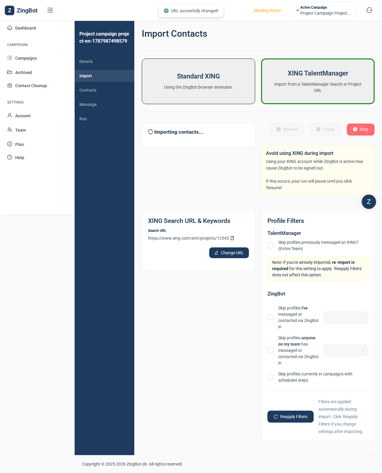 ZingBot Dashboard