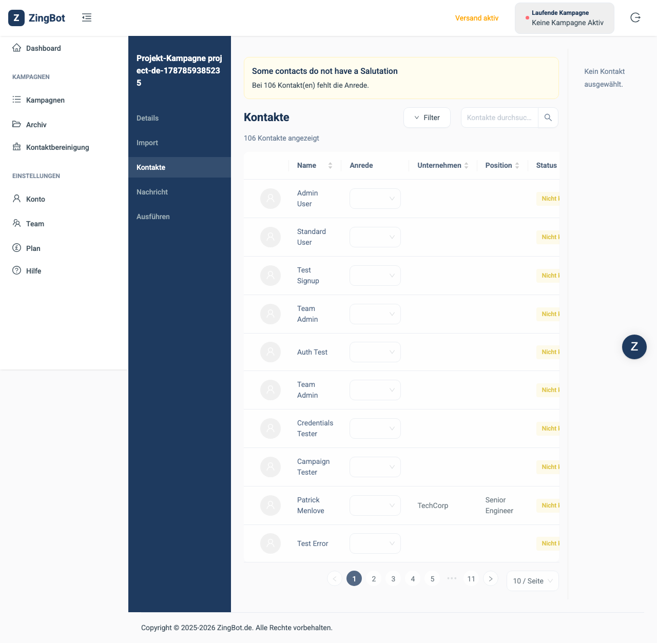 ZingBot Dashboard