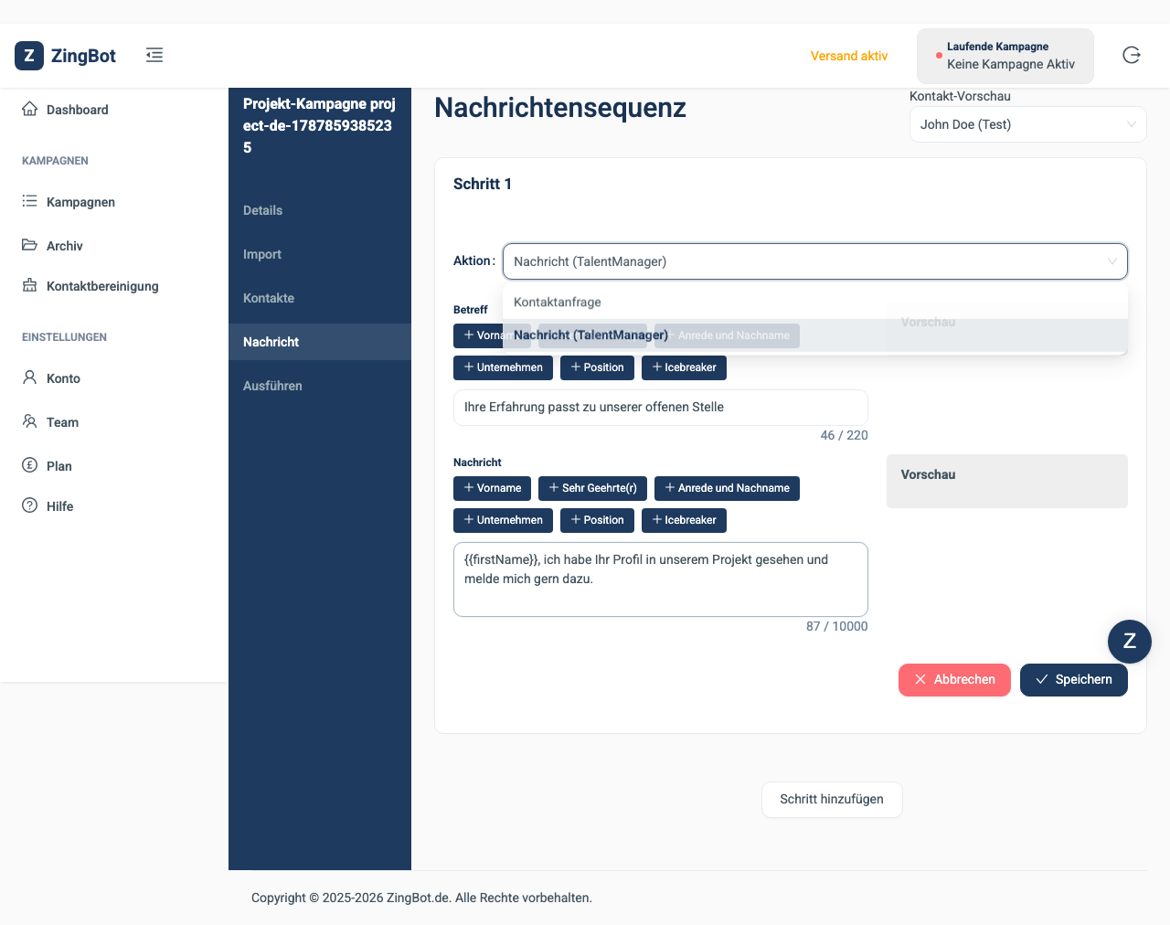 ZingBot Dashboard
