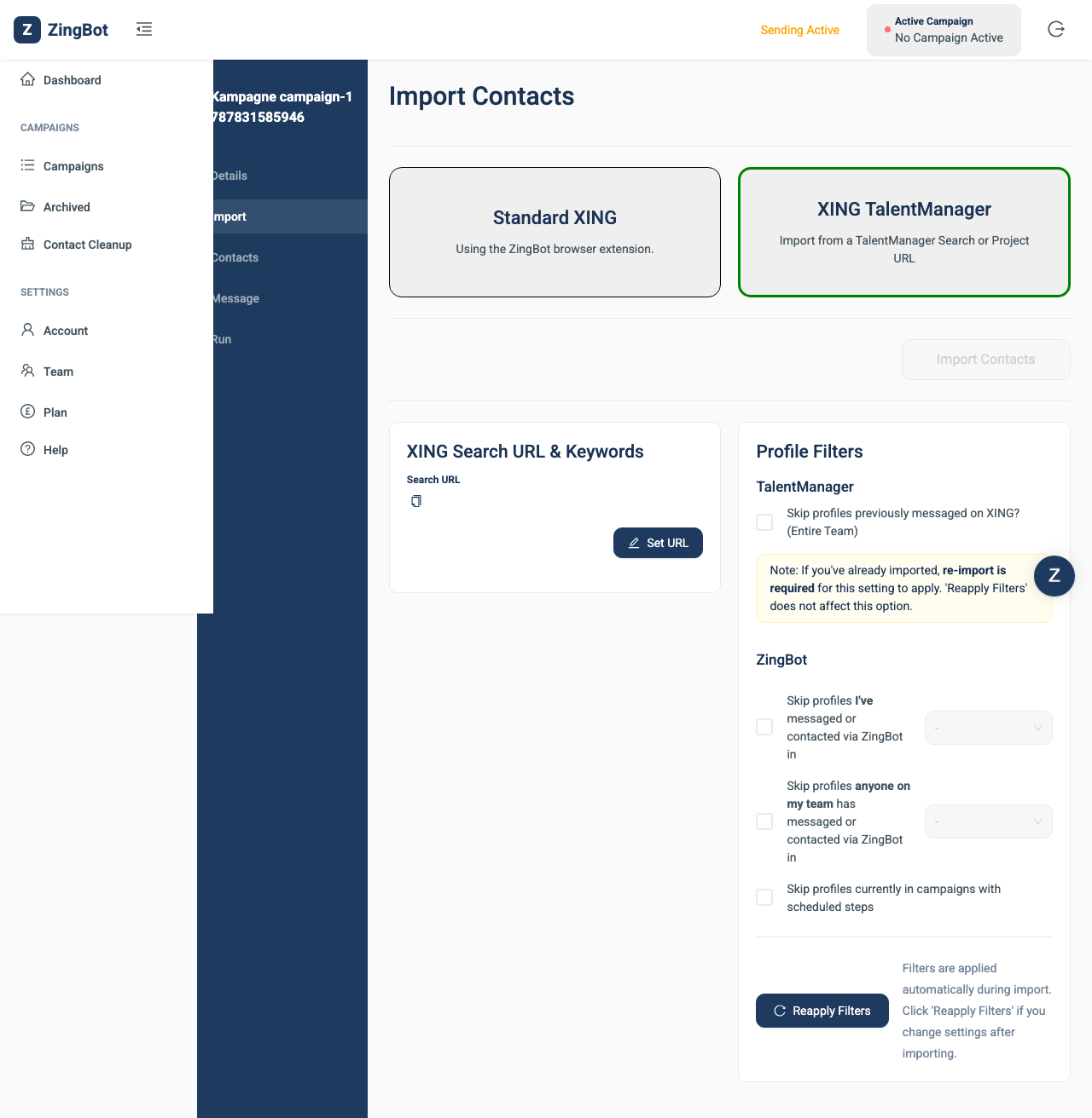 ZingBot Dashboard