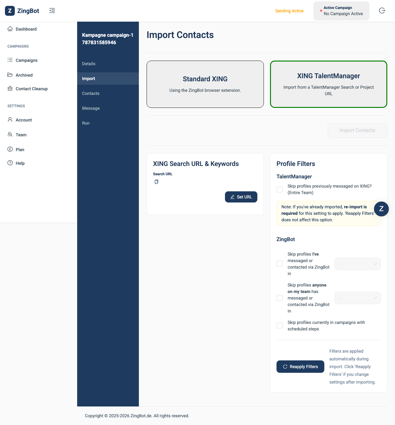 ZingBot Dashboard