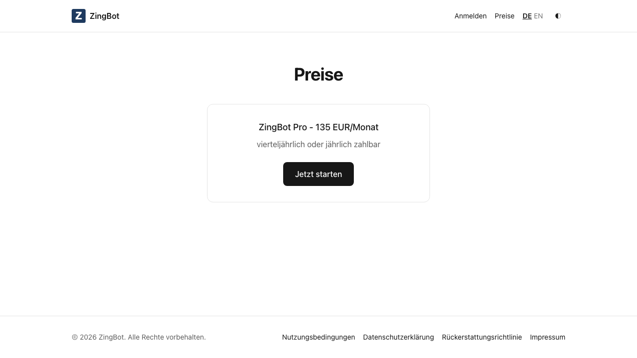 Preise - ZingBot